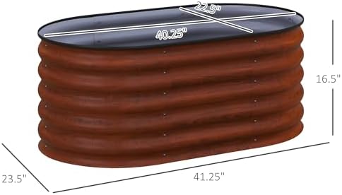 Brilluxa Galvanized Raised Garden Bed 3.4 x 2 x 1.4 ft Metal Planter Brown - Image 5