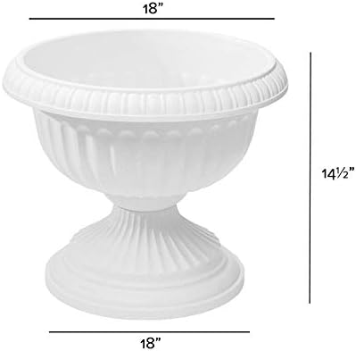 Grecian Urn Planter, White, 18-Inch - Image 4