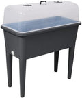 Self-Watering Raised Garden Bed with Greenhouse Lid, Elevated Planter Box with Removable Legs for Vegetables & Flowers (Grey) by Unknown