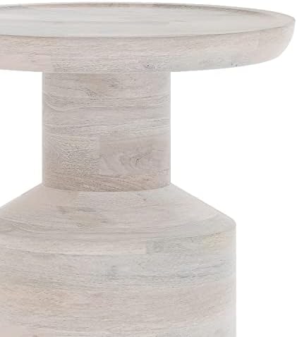 SIMPLIHOME Haynes 16" Wide Solid Wood Round End Table in White Wash - Image 6