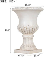 Christopher Knight Home 24.8 Inch Vintage Fleur-de-Lis Pedestal Urn Planter MGO Outdoor Flower Pot Faux Stone Garden Planter for Patio Porch Entryway Decor, Antique White - Image 5