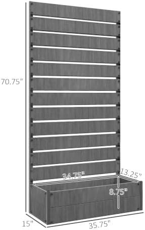 Outsunny Raised Garden Bed with Trellis, 35.75" x 15" x 70.75", Dark Gray - Image 7