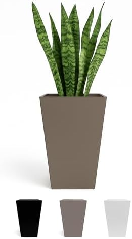 Bloem Finley 20" Tall Recycled Plastic Tapered Planter, Peppercorn by Bloem