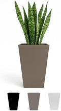 Bloem Finley 20" Tall Recycled Plastic Tapered Planter, Peppercorn by Bloem