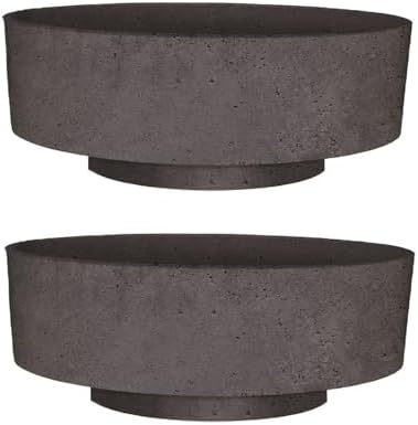 The HC Companies 8 Inch Round Plastic Succulent Capri Bowl Decorative Indoor Flower Succulent Planter Pot with Drain Plug Hole, Faux Concrete Color (Pack of 20) by TheHCCompanies