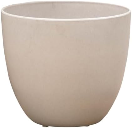 Root & Vessel Bola Round Planter, Self-Watering Outdoor & Indoor Planters, Shimmery Metallic Finish, Eco-Friendly Organic Fiber & Plastic Material, Bone White, 9" by Root+%26+Vessel