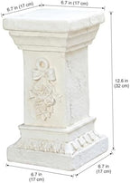 Decorative Pedestal Stand for Plants and Statues - 12.6 Inch Roman Pillar with Carved Floral Design, Weatherproof Resin Column for Garden, Patio, and Home Decor - Image 3