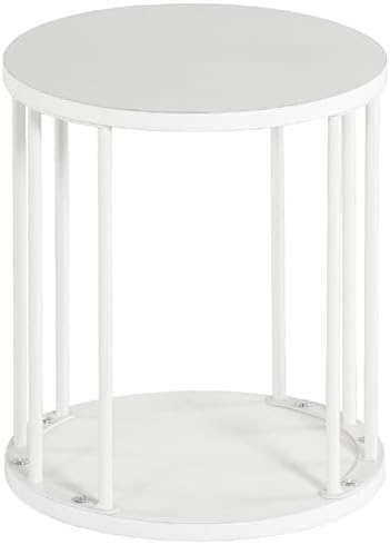 HDANI Small Round Wooden Step Stool for Kids Adults, 300lbs Load Capacity Garden Stool, Non-Slip Small Stool for Plant Stand, Kitchen, Bathroom and Bedroom, White by HDANI