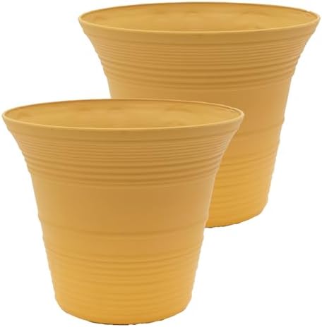 The HC Companies Sedona Self-Watering Planter Pot, 12 Inch, Honey, 2-Pack by TheHCCompanies