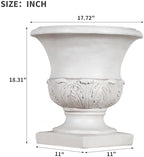 18.31" H Classical Acanthus Leaf Pedestal Urn Planter, Weather-Resistant MGO Outdoor Flower Pot for Garden Patio and Front Porch Entrance,Antique White - Image 3