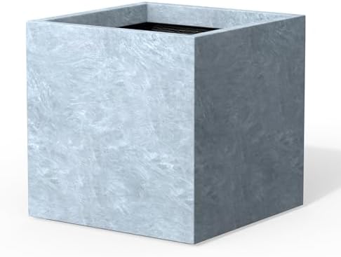 Kante 12" Square Concrete Planter, Blue Gray Modern Pot, Indoor Outdoor by Unknown