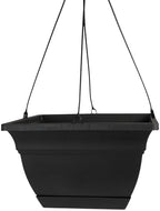 The HC Companies Eclipse Square Hanging Planter for Indoor Plants - Contemporary Hanging Plant Pot w/Attached Saucer - Lightweight & UV-Resistant Hanging Plant Holder (12" Black, Pack of 1) by TheHCCompanies