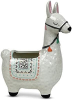 Ceramic Llama Planter for Succulent Plants Cute Alpaca Decor for Home, Office 8 1/2 Tall with Drain Holes Perfect for Cactus or Small House Plant Decoration (White) by LLOTSA+LLAMAS