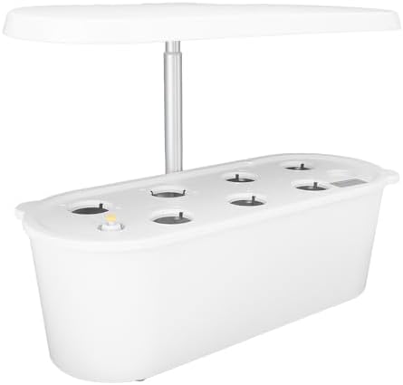 Hydroponics Growing System, 7 Pods Indoor Garden, Germination Kit with 24W LED Light, Pump System, Automatic Timer, Water Cycle, Smart Modes for Home Kitchen Gardening (White) by Unknown