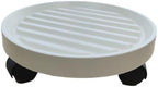 Flower Pot Caddy with Rotating Wheels, Round Rolling Plant Stand Indoor Outdoor Planter Trolley for Plants Large Vases Whiskey Barrels Furniture (6#,White) by Unknown