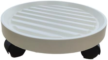 Flower Pot Caddy with Rotating Wheels, Round Rolling Plant Stand Indoor Outdoor Planter Trolley for Plants Large Vases Whiskey Barrels Furniture (6#,White) by Unknown
