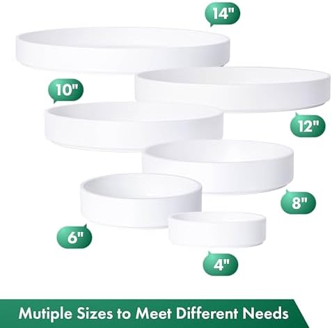 Phoenix Vine 10 Inch Plastic Plant Saucer Water Drip Tray, Heavy Sturdy Round Plant Drainage Tray for Indoors Outdoor, Set of 2, Matte White, 21-TY-10W-2 - Image 7