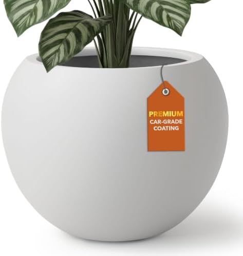 KUTE NEST 16" Dia - Premium Globo Fiberstone Outdoor Planter - Light Gray by KuteNest