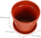 10 Sets Plastic Flower Pots with Saucer Multipurpose Planting Planters for Indoor Outdoor Garden Use Terracotta Color 14.5cm Diameter Desktop Bonsai Plant Containers - Image 2