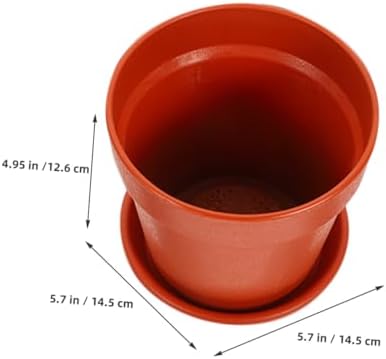 10 Sets Plastic Flower Pots with Saucer Multipurpose Planting Planters for Indoor Outdoor Garden Use Terracotta Color 14.5cm Diameter Desktop Bonsai Plant Containers - Image 2