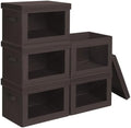 Homsorout Stackable Storage Bins with Lids - Large Decorative Basket with Lids, Fabric Foldable Closet Organizer Bins, Shelf Organizer for Living Room, Dorm, 5 Pack, Brown by Homsorout