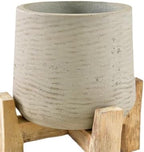 Serene Spaces Living Minimalist Cement Planter with Wooden Legs – Sleek Planter for Succulents, Cacti, Indoor Greenery, Versatile, Durable Plant Pot for Home or Office, 8" Diameter & 9" Tall - Image 2