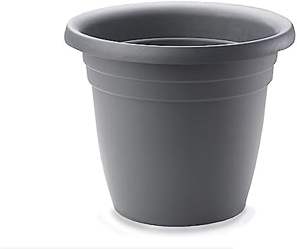 Crescent Too Indoor-Outdoor Emma Round Plastic Flowerpot 16 Inches Colored Planter (Charcoal) by CrescentGarden