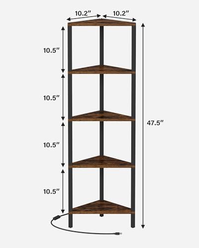 TUTOTAK Corner Shelf with LED Light, 5-Tier Corner Bookshelf - Image 2
