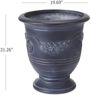 Merax 2 Set 21.26" H MGO Flower Urn Planter with Drainage, Antique Black - Image 2