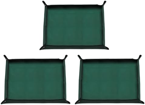 HARFINGTON 3pcs Repotting Mat 39.4" x 59.1" Oxford Cloth Waterproof Plant Repotting Mat Foldable Portable Gardening Potting Tray with Metal Buckle for Indoor Plant Change Soil, Dark Green by HARFINGTON