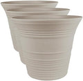 The HC Companies 12 Inch Sedona Round Self Watering Planter - Decorative Lightweight Plastic Plant Pot for Indoor Outdoor Plants Flowers Herbs, Cottage Stone (Pack of 3) by TheHCCompanies
