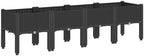 Black PP Garden Planter with Legs 63x15.7x16.5 Inch for Climbing Plants, Outdoor Elevated Rattan Look Planter Box with Drainage - Image 2