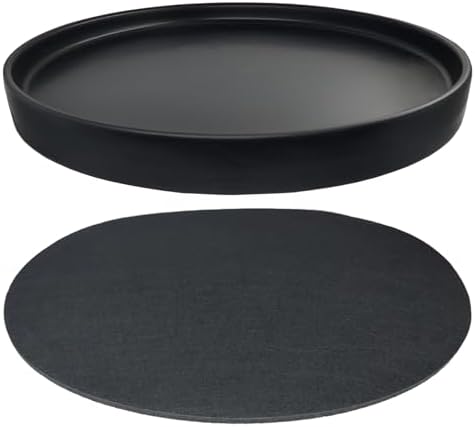 Yukfona Ceramic Plant Saucer Tray 1 Pcs 14 15 Inch Black, 14.3" OD x13.5 ID x2 Deep| Fits Flower pots Bottom≤ 13.5", Heavy Duty Glazed Round Planter Drip with Catch Basin for Indoor Outdoor Plants by YUKFONA