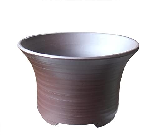 Bonsai Pot Round Striped Pattern Shi-dei (Purple mud) Yokkaichi Banko-Yaki deep Type Ceramic Wildflowers houseplants Agave Baby Bonsai Cactus Miscellaneous Pine and Oak 4.4” Small - Image 4