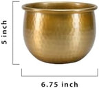 Serene Spaces Living Gold Brass Look Vintage Aluminum Vase - Perfect Decorative Accent for Plants, Weddings, and Events, Metallic Pot for Home, Small, Measures 6.75" Diameter and 5" Tall - Image 4