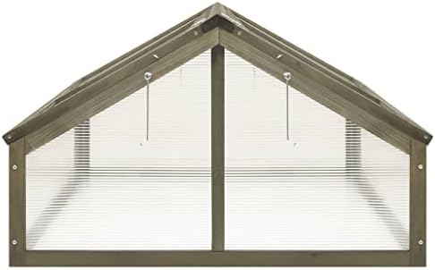 Firwood Garden Portable Greenhouse, Wooden Greenhouse Raised Flower Planter with 2 Roofs, Garden Portable Mini Greenhouse Cabinet for Outdoor Indoor Use 44.8" x 31.4" x 19.6"/Gray - Image 4