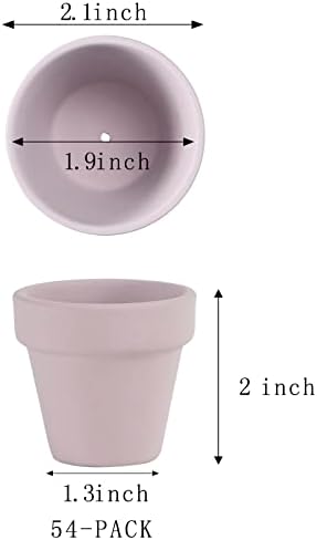 Fcacti 54 Pcs Small Mini Pink Clay Pots 2.1'' Terracotta Pot Clay Ceramic Pottery Planter Cactus Flower Pots Succulent Nursery Pots- Great for Window Boxes, Cactus, Plants, Crafts, Wedding Favors - Image 2