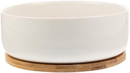 DOITOOL Succulent Planter Pot White Ceramic with Bamboo Tray by DOITOOL
