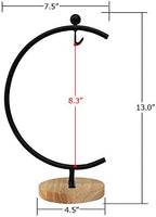 Ornament Display Stand Iron Hanging Pot Hook Stand Rack Holder for Hanging Glass Globe Terrarium Witch Ball Home Wedding Decoration Creative Gift Wood Base (Big G-Shaped Wood Base 3 Pack, Black) - Image 3