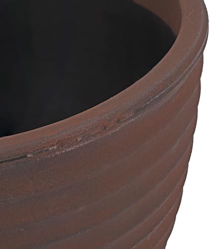 Sunnydaze Ribbed 13-Inch Double-Walled Outdoor Plant Pot - Rust - Image 6