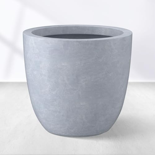 Kante Large Round Bowl Blue Gray Concrete Planter 18" Dia, Outdoor by Unknown