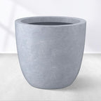 Kante Small Round Bowl Blue Gray Concrete Planter 10" Dia, Outdoor by Unknown
