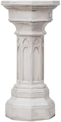 Merax 22.64" H 22.44" H Ornate Floral Pedestal Plant Stand, Finish MGO Decorative Column Side Table for Indoor/Outdoor, No Assembly Required, Antique White - Image 5