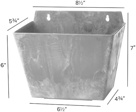 Root & Vessel Self Watering Wall Planters for Indoor or Outdoor Plants, Unique Marbled Wall Pot, Made of Eco-Friendly Blend of Stone and Plastic, Gray, 8.5" - Image 5