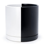 D'vine Dev 12 Inch Ceramic Planter Pot, Black White Split, 94-O-F-0 by DvineDevPlanterPotsandStand