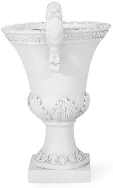 Merax 19.25'' Tall Elegant Roman Style Lightweight Concrete Planter with Botanical Accents, Square Indoor Outdoor Flower Pot with Drainage Hole & Stopper, White - Image 5