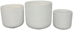 8 Inch White Ceramic Planters with Ribbed Texture, Set of 3 - Image 3