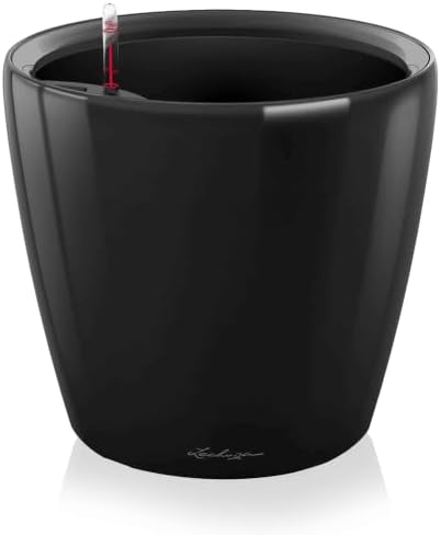 Lechuza 16049 Classico LS 28 Self-Watering Planter, Black High Gloss by LECHUZA