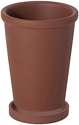 Planter Flower Pots Solid Color High Thin Round Thick Side Plant Pots Tall Simple with Tray Ceramic Planters for Home/Office/Garden/Balcony Flower Pots(Brown,Small) by Unknown