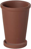 Planter Flower Pots Solid Color High Thin Round Thick Side Plant Pots Tall Simple with Tray Ceramic Planters for Home/Office/Garden/Balcony Flower Pots(Brown,Small) by Unknown